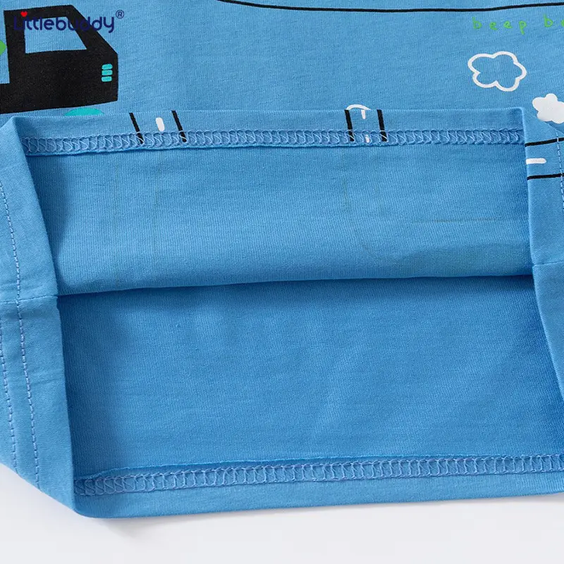 Boys Cotton T-Shirt Blue 2025 Summer Short Sleeve