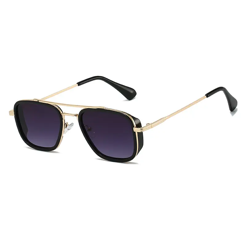 2025 Retro Punk Pilot Sunglasses Men Gold Black - Image 3