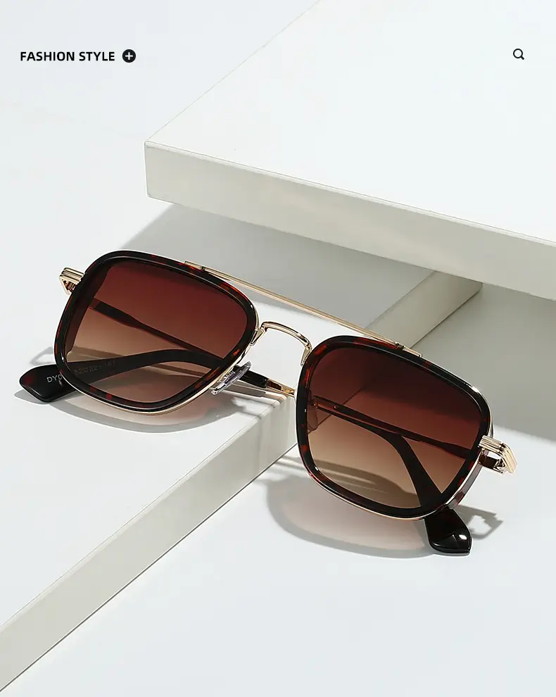 2025 Retro Punk Pilot Sunglasses Men Gold Black — feature 1