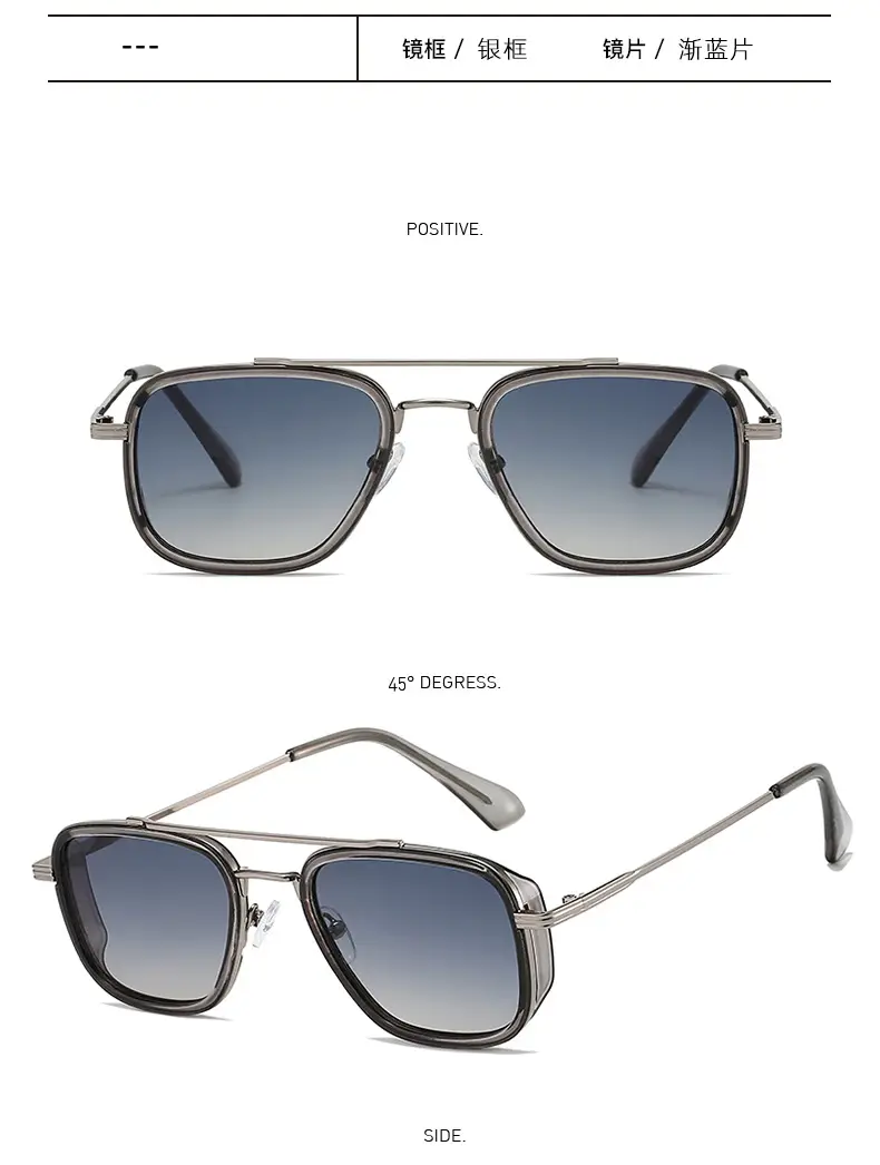 2025 Retro Punk Pilot Sunglasses Men Gold Black — feature 13