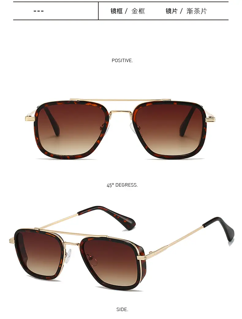2025 Retro Punk Pilot Sunglasses Men Gold Black — feature 15