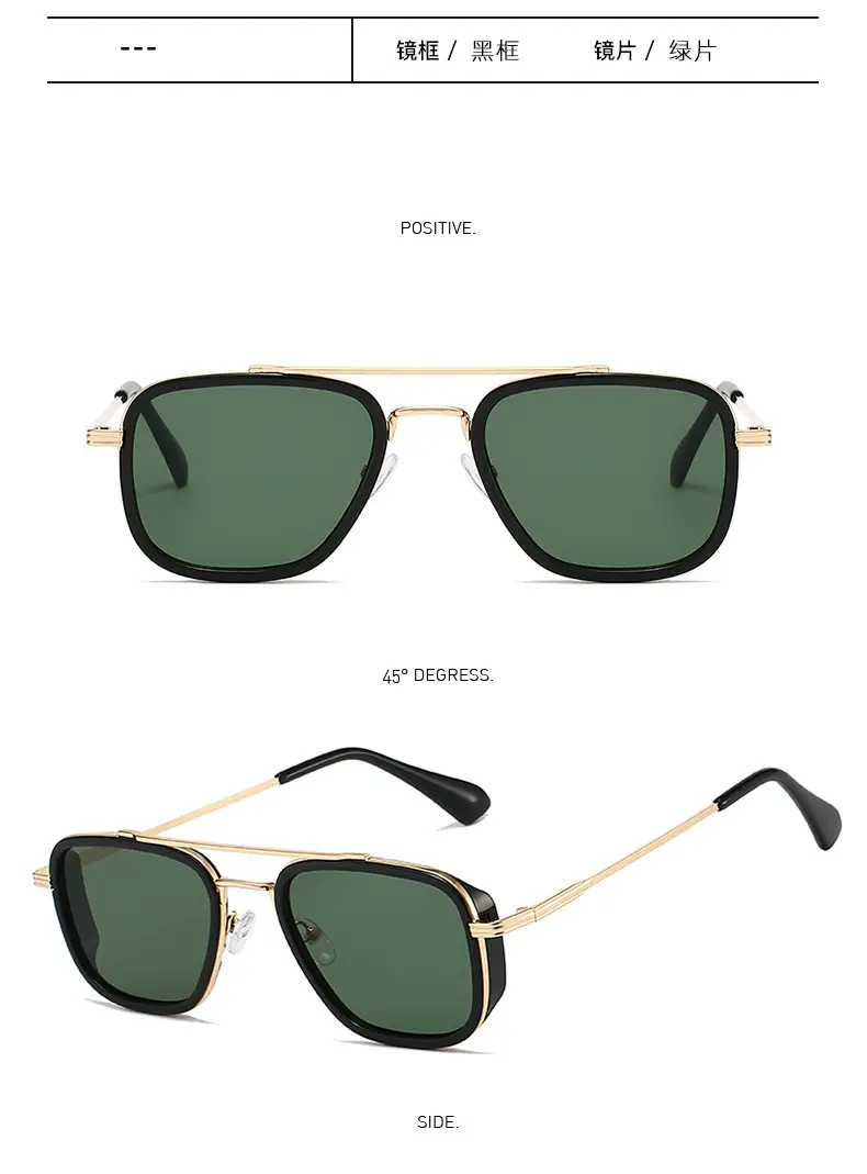 2025 Retro Punk Pilot Sunglasses Men Gold Black — feature 16