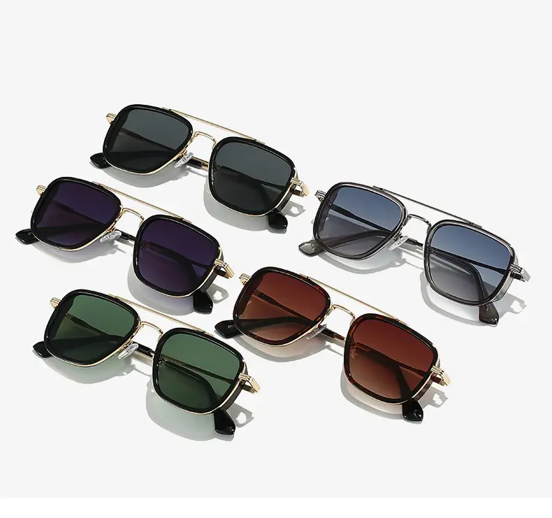 2025 Retro Punk Pilot Sunglasses Men Gold Black — feature 6