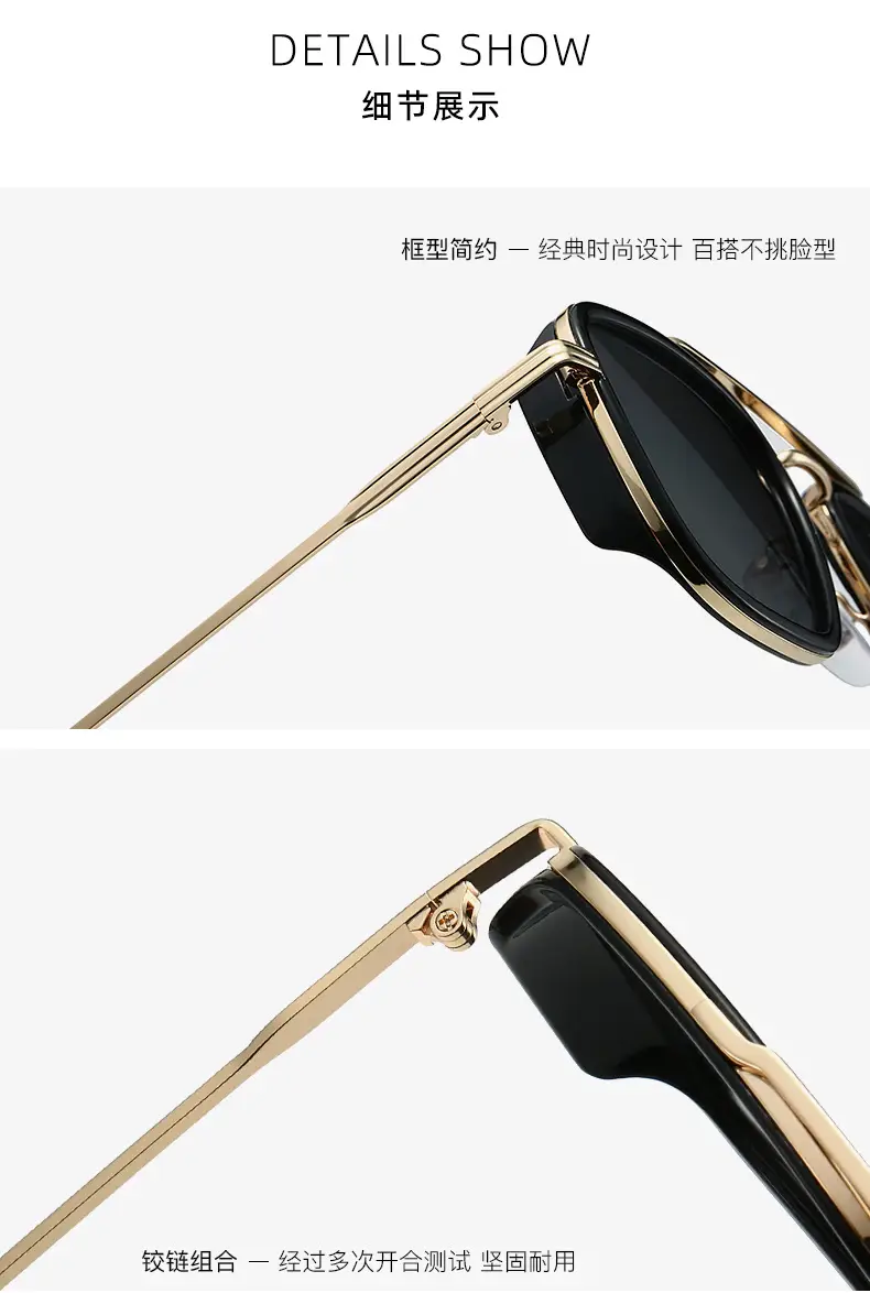 2025 Retro Punk Pilot Sunglasses Men Gold Black — feature 7