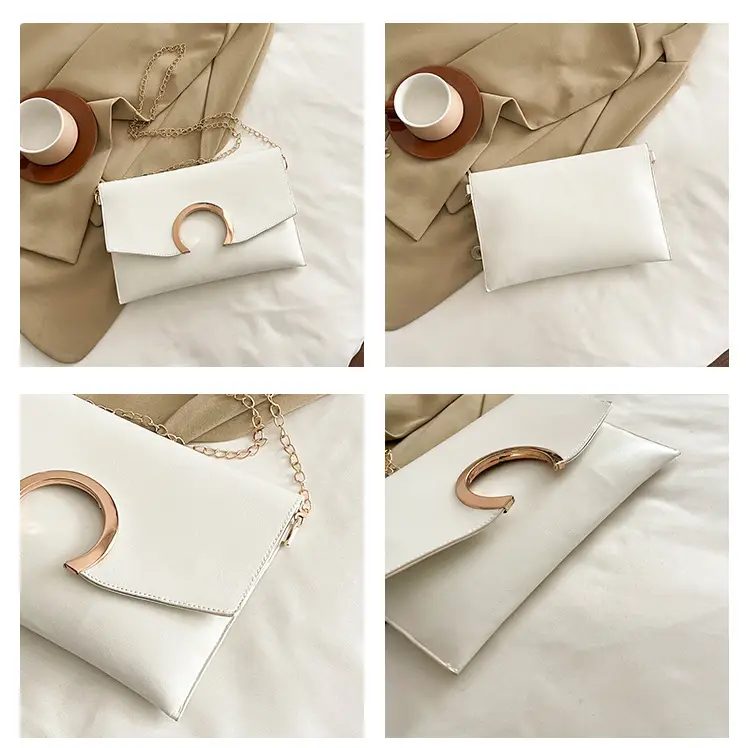 Silver Metallic Crossbody Bag with Gold Chain for Women — feature 12