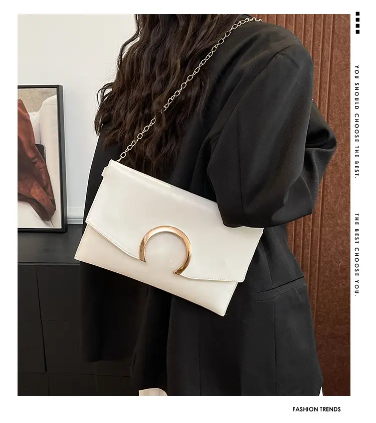 Silver Metallic Crossbody Bag with Gold Chain for Women — feature 2