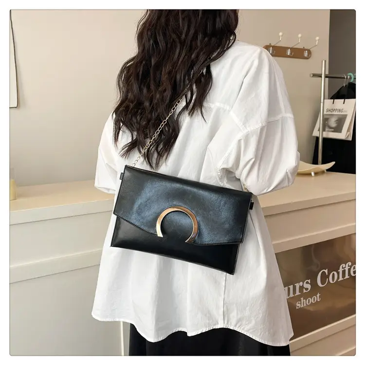 Silver Metallic Crossbody Bag with Gold Chain for Women — feature 21