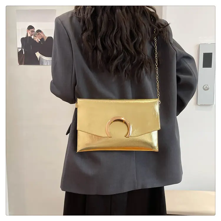 Silver Metallic Crossbody Bag with Gold Chain for Women — feature 24
