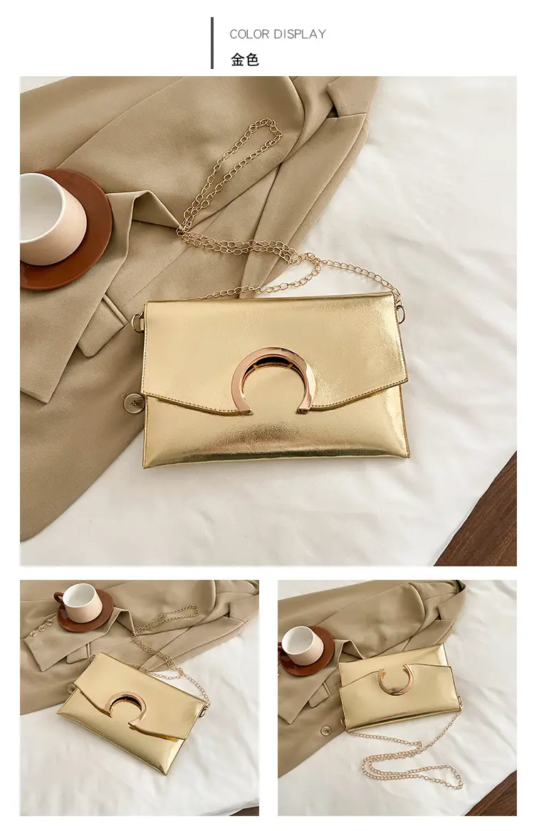 Silver Metallic Crossbody Bag with Gold Chain for Women — feature 27