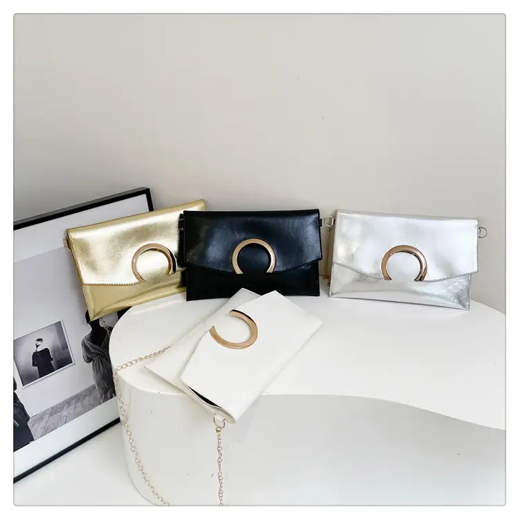 Silver Metallic Crossbody Bag with Gold Chain for Women — feature 30