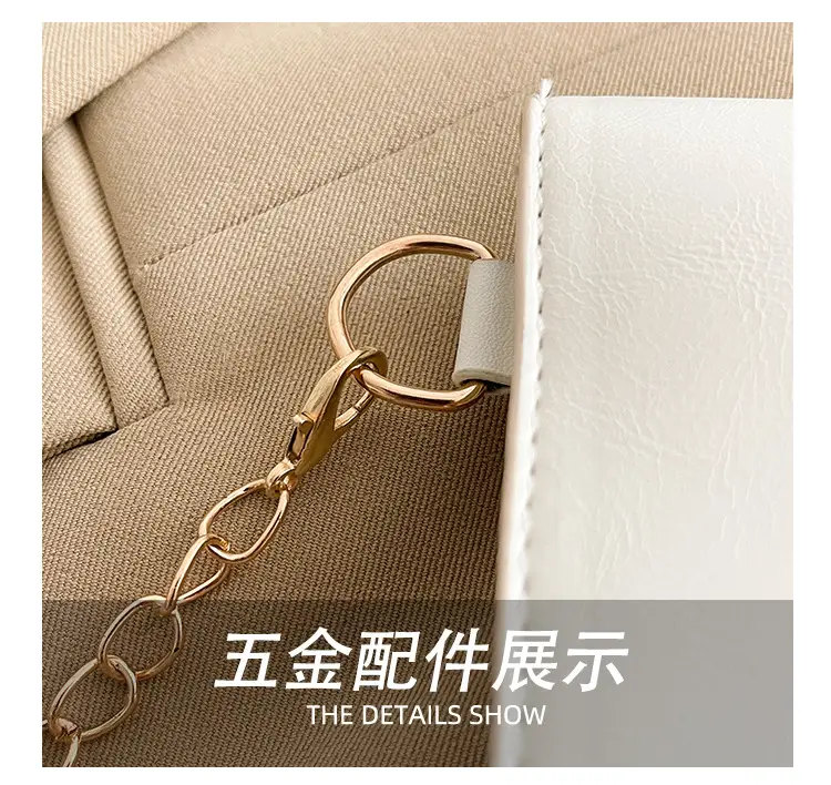 Silver Metallic Crossbody Bag with Gold Chain for Women — feature 7