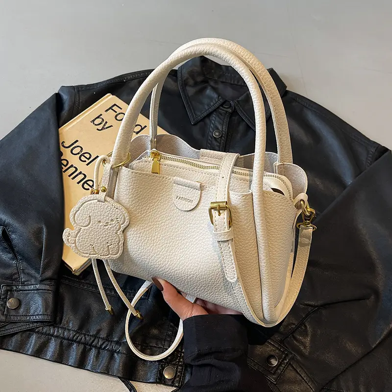 Women's Beige Leather Shoulder Bag 2025 New Spring - Image 7