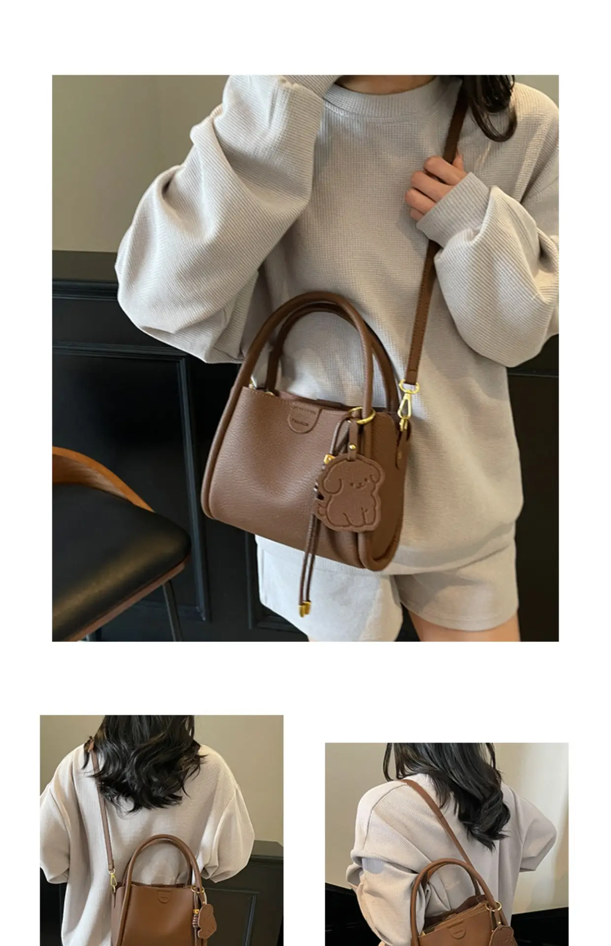 Women's Beige Leather Shoulder Bag 2025 New Spring — feature 16