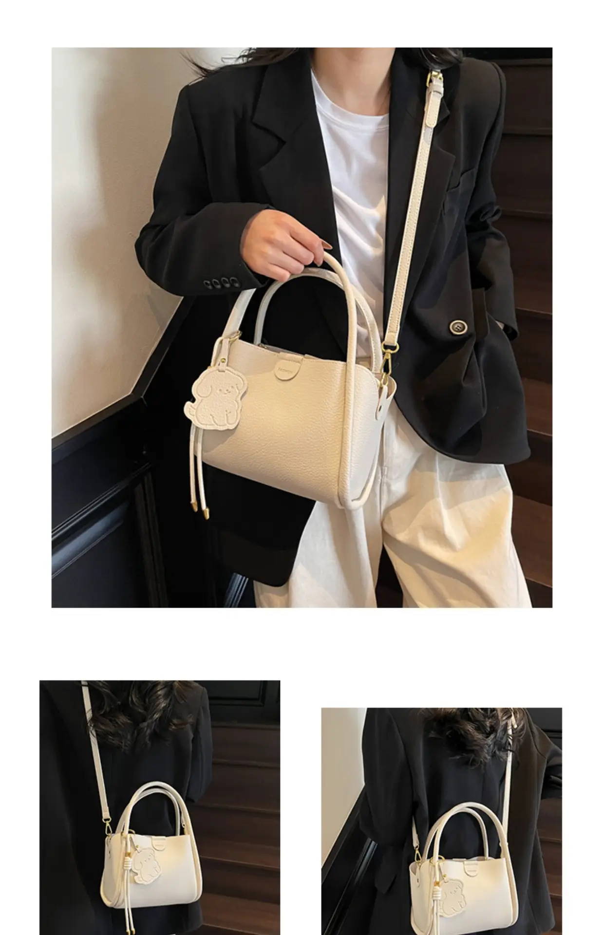 Women's Beige Leather Shoulder Bag 2025 New Spring — feature 18
