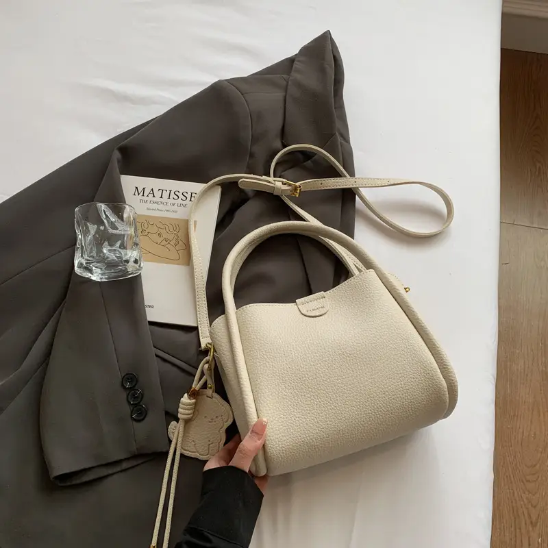 Women's Beige Leather Shoulder Bag 2025 New Spring - Image 5