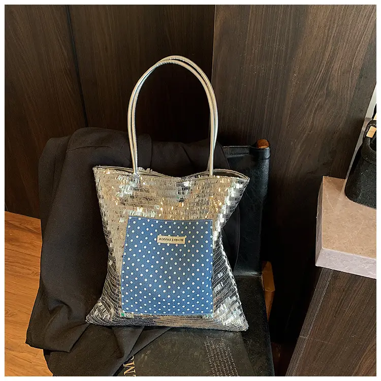 2025 Korean Style Sequins Tote Bag Pink Underarm Design — feature 12