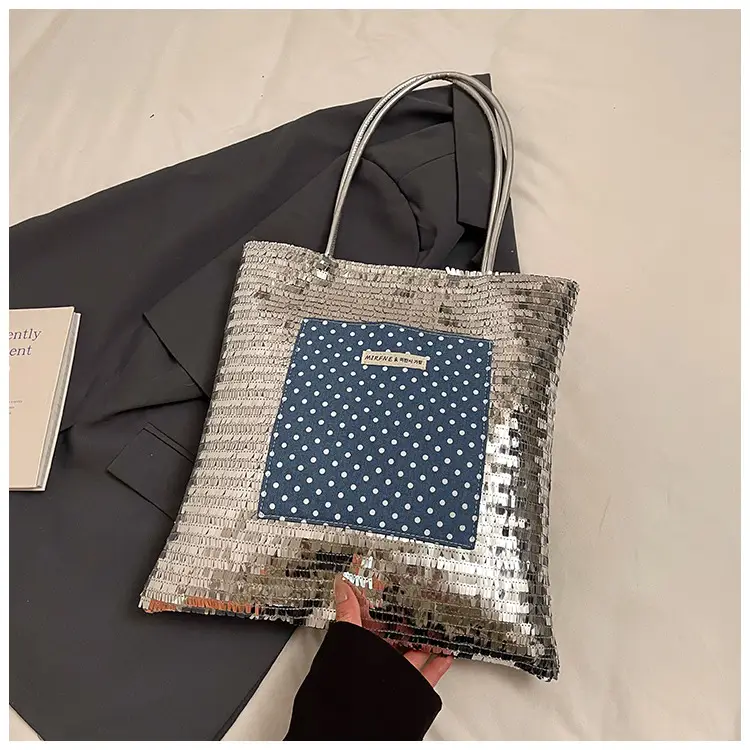 2025 Korean Style Sequins Tote Bag Pink Underarm Design — feature 15