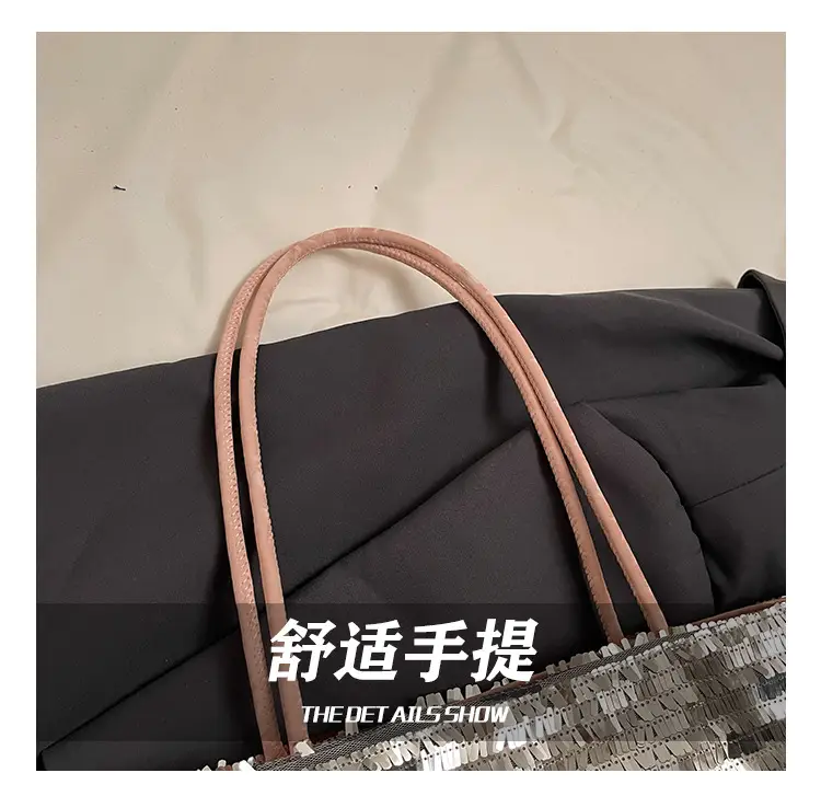 2025 Korean Style Sequins Tote Bag Pink Underarm Design — feature 5