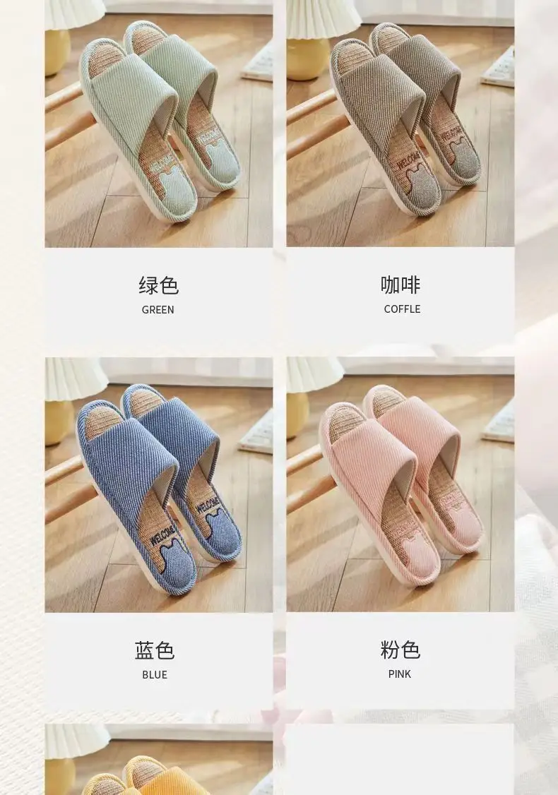 Summer Indoor Household Non-slip Soft Bottom Home Four Seasons Cotton and Linen Cloth Slippers for Men Spring and Autumn Linen Slippers for Women — feature 13