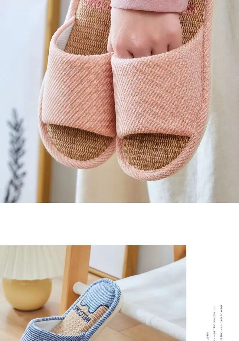 Summer Indoor Household Non-slip Soft Bottom Home Four Seasons Cotton and Linen Cloth Slippers for Men Spring and Autumn Linen Slippers for Women — feature 18