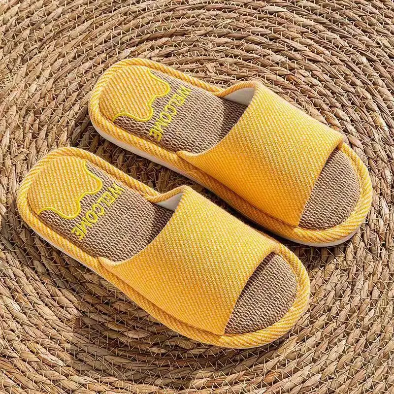 Summer Indoor Household Non-slip Soft Bottom Home Four Seasons Cotton and Linen Cloth Slippers for Men Spring and Autumn Linen Slippers for Women