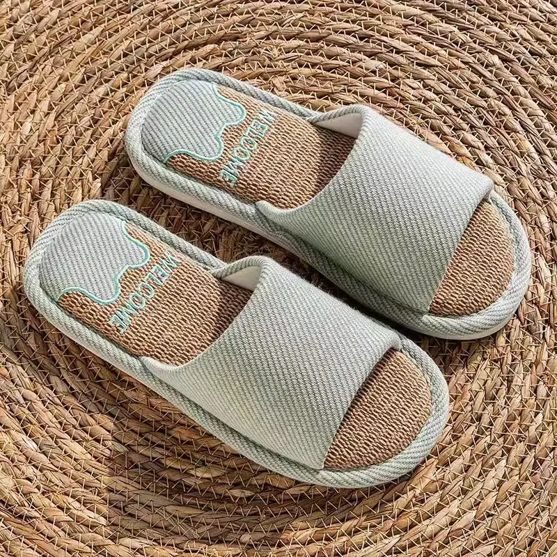Summer Indoor Household Non-slip Soft Bottom Home Four Seasons Cotton and Linen Cloth Slippers for Men Spring and Autumn Linen Slippers for Women