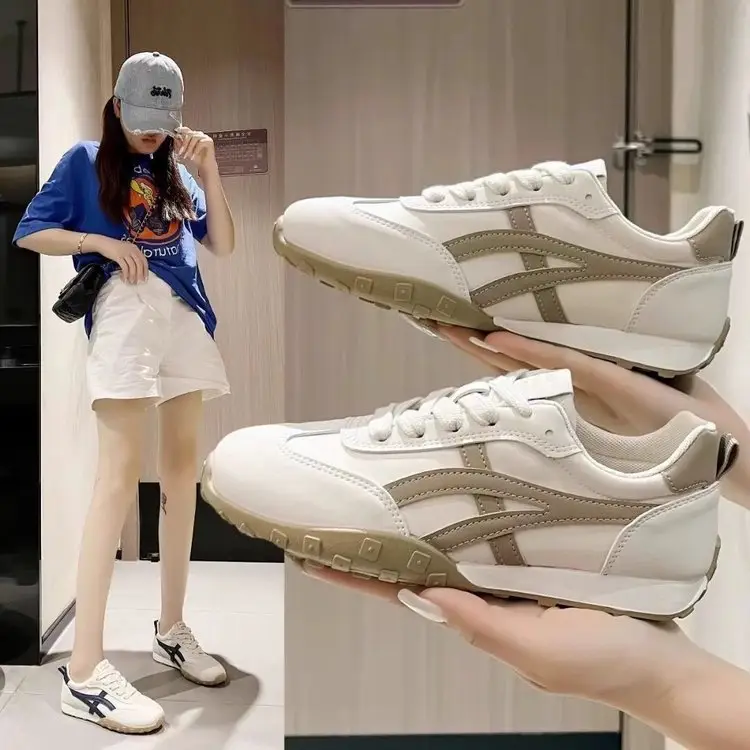 Women's White Cross Logo Training Shoes Flat Leather