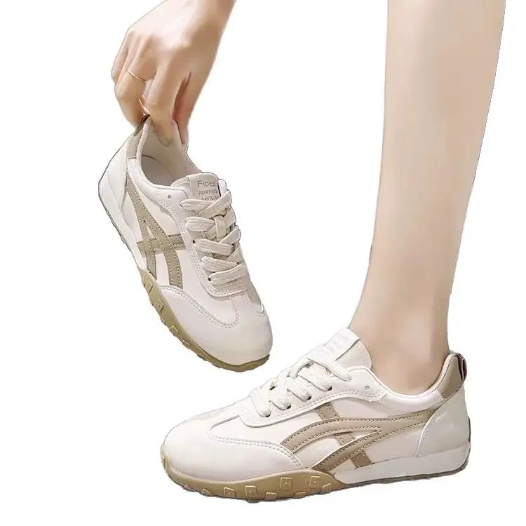 Women's White Cross Logo Training Shoes Flat Leather