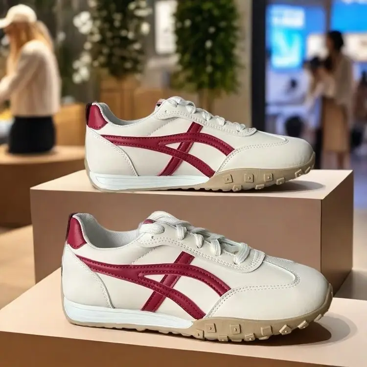 Women's White Cross Logo Training Shoes Flat Leather