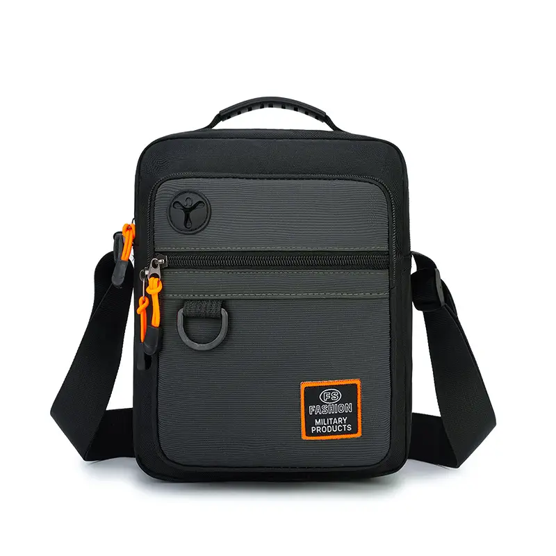 Men's Oxford Cloth Crossbody Bag Black Orange Gray - Image 2