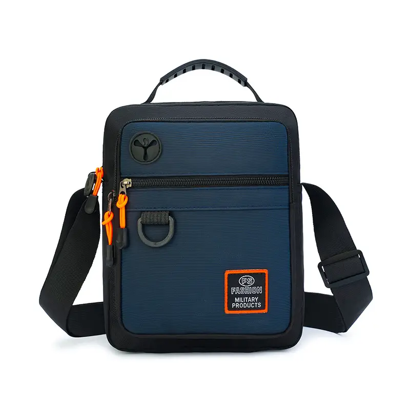 Men's Oxford Cloth Crossbody Bag Black Orange Gray - Image 3