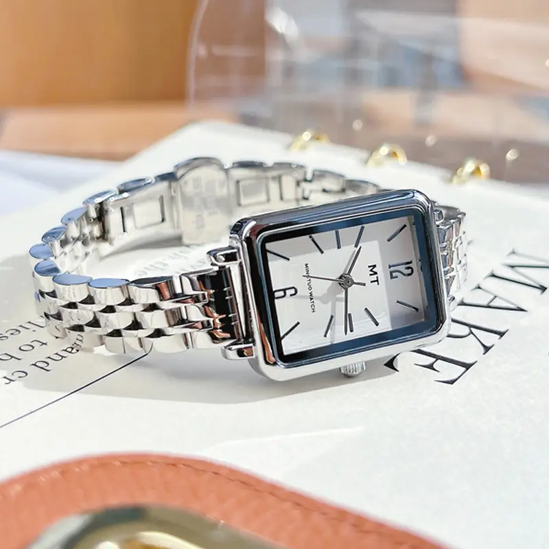 Rectangular Women's Watch with Stainless Steel Band - Image 3