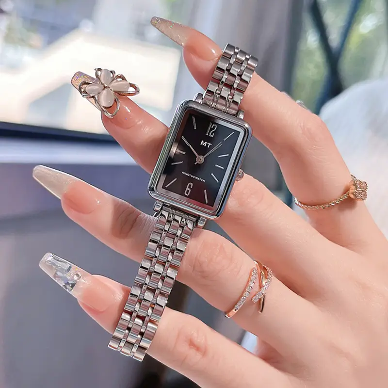 Rectangular Women's Watch with Stainless Steel Band - Image 5
