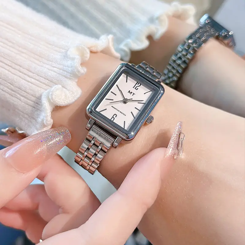 Rectangular Women's Watch with Stainless Steel Band - Image 6