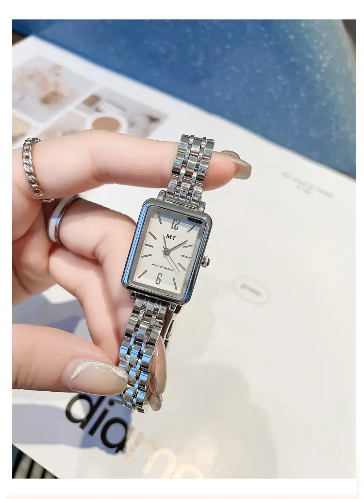 Rectangular Women's Watch with Stainless Steel Band — feature 9