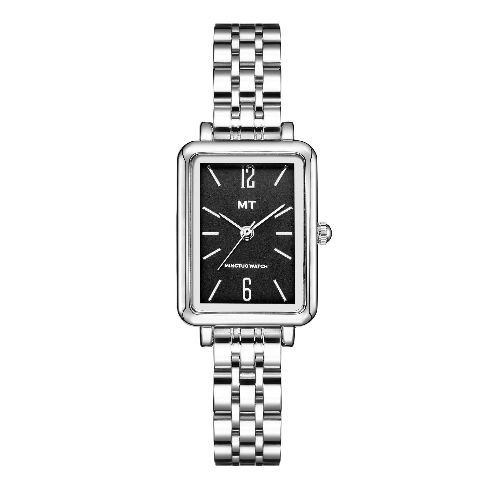 Rectangular Women's Watch with Stainless Steel Band - Image 2