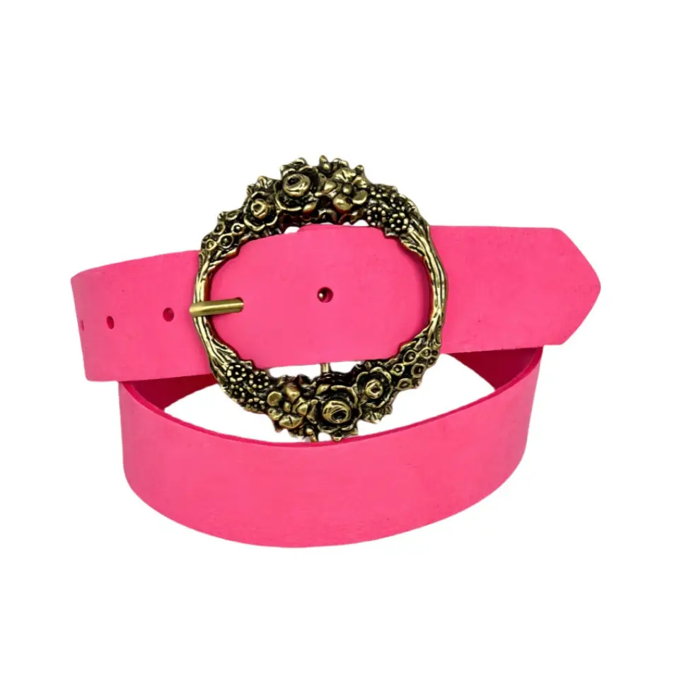Candy Color Ultra-Fiber Belt with Rose Buckle - Image 10