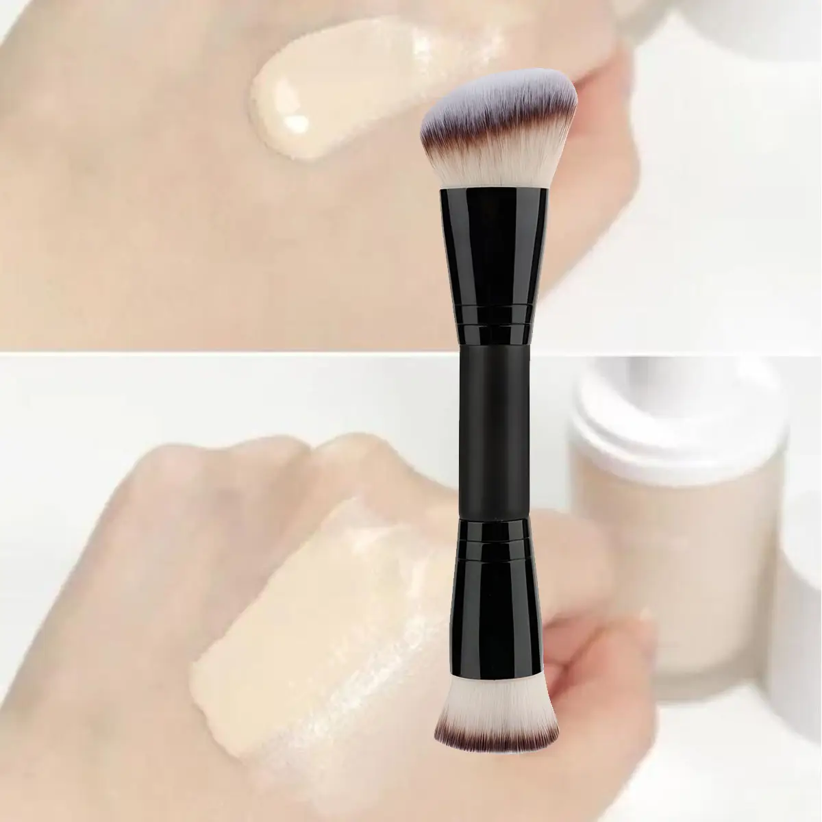 Double Head Foundation Blush Brush Black 3 Color β feature 1