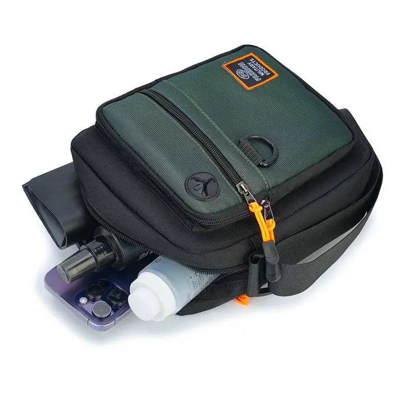Multi-Layer Crossbody Bag for Business Men Black Green - Image 7