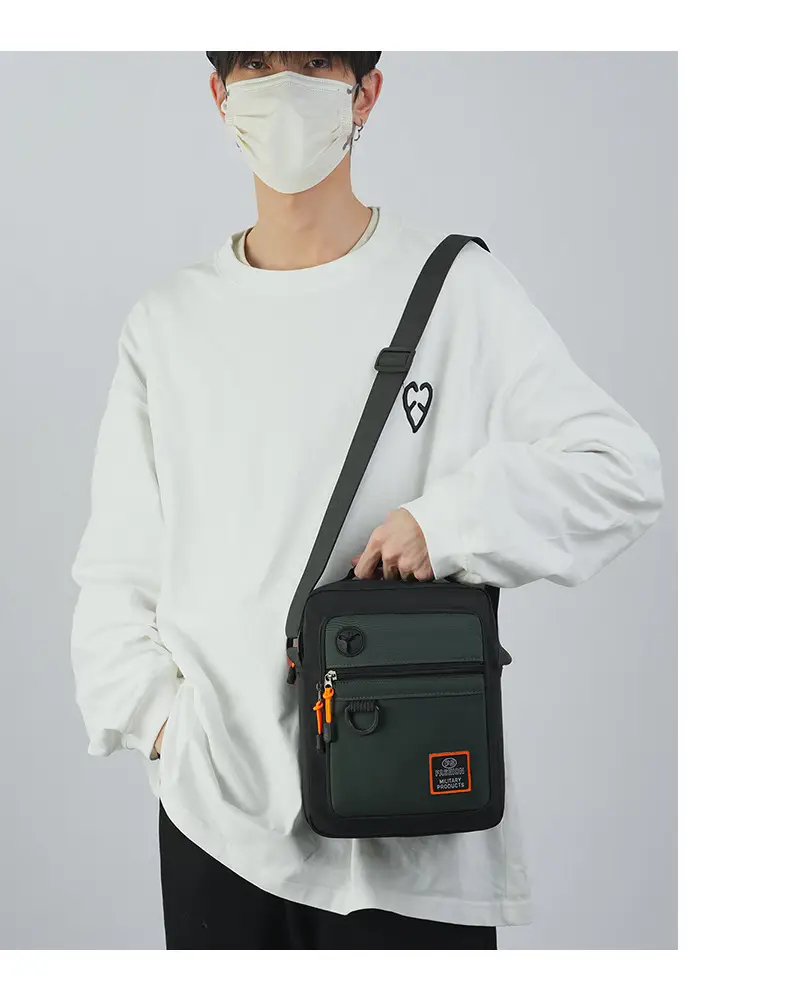 Multi-Layer Crossbody Bag for Business Men Black Green — feature 22