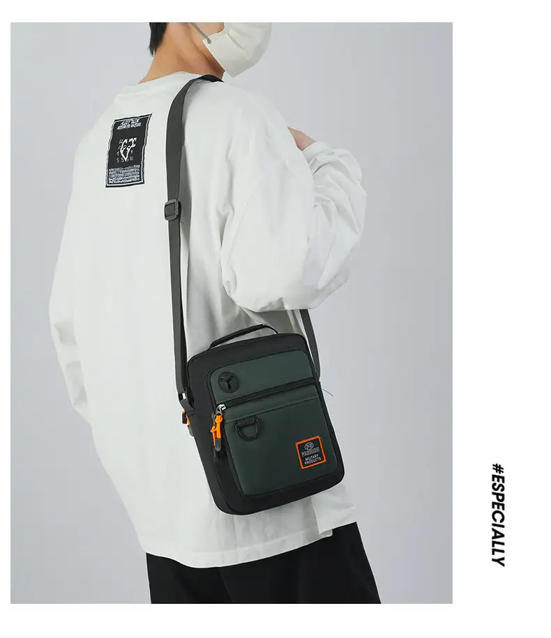 Multi-Layer Crossbody Bag for Business Men Black Green — feature 23