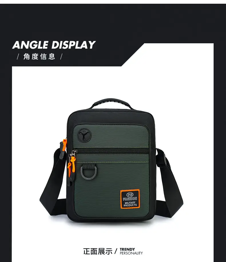 Multi-Layer Crossbody Bag for Business Men Black Green — feature 34