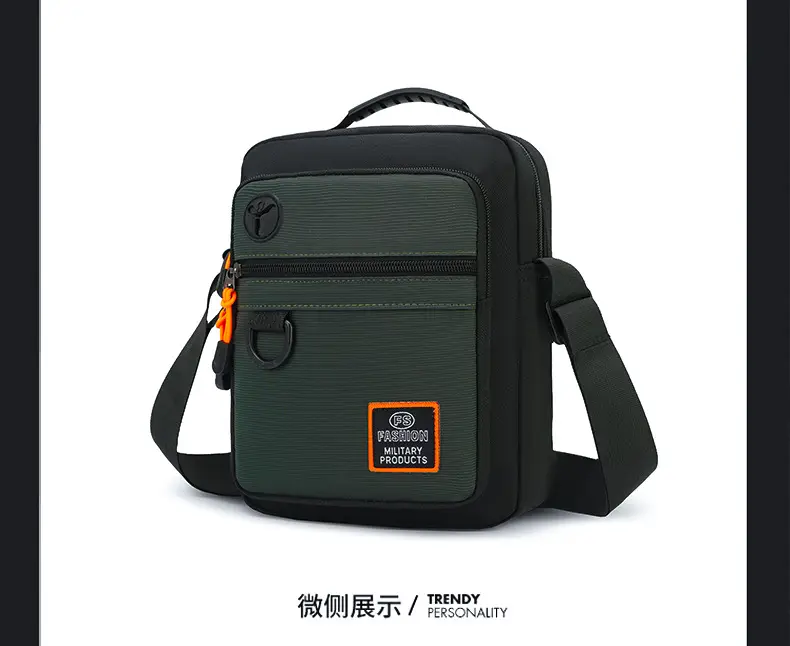 Multi-Layer Crossbody Bag for Business Men Black Green — feature 36