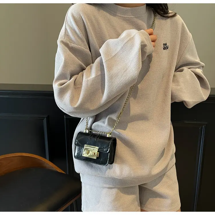 Mini Square Bag Light Blue Gold Chain Shoulder Crossbody — feature 11