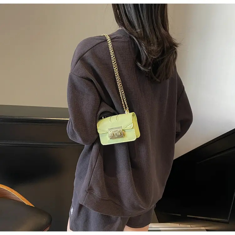 Mini Square Bag Light Blue Gold Chain Shoulder Crossbody — feature 18