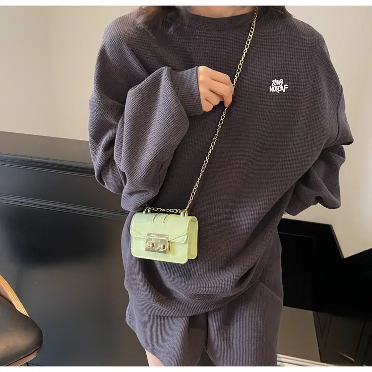 Mini Square Bag Light Blue Gold Chain Shoulder Crossbody — feature 19