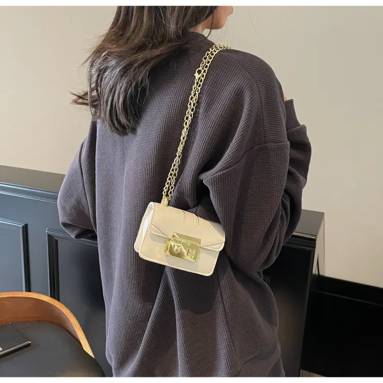 Mini Square Bag Light Blue Gold Chain Shoulder Crossbody — feature 22