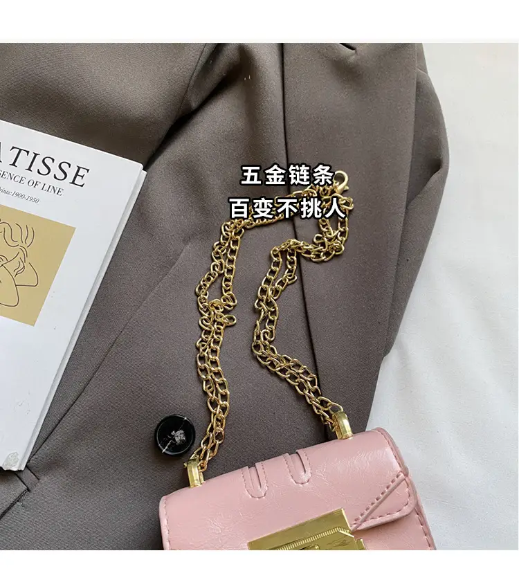 Mini Square Bag Light Blue Gold Chain Shoulder Crossbody — feature 3