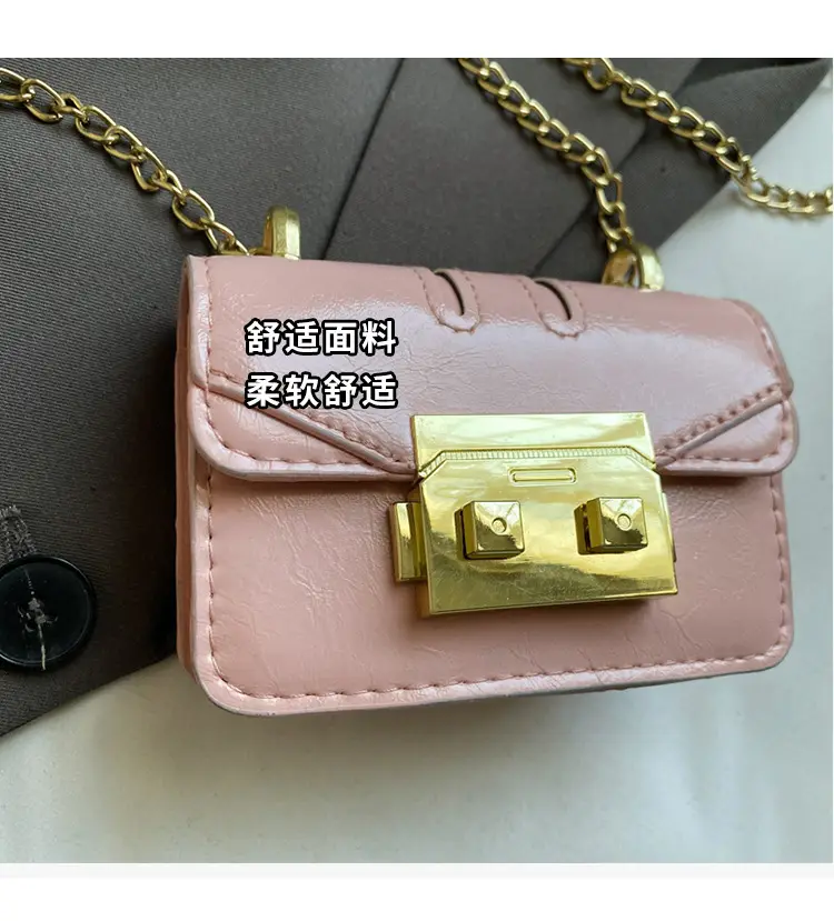 Mini Square Bag Light Blue Gold Chain Shoulder Crossbody — feature 5