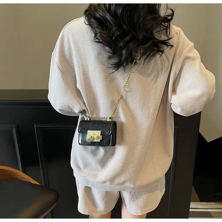 Mini Square Bag Light Blue Gold Chain Shoulder Crossbody — feature 9